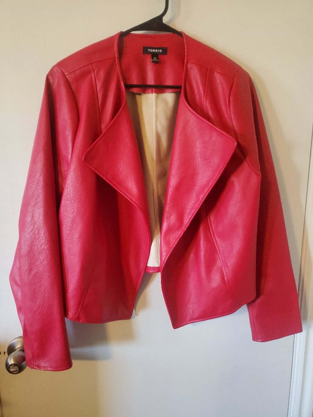 Torrid 00 red open front leather jacket